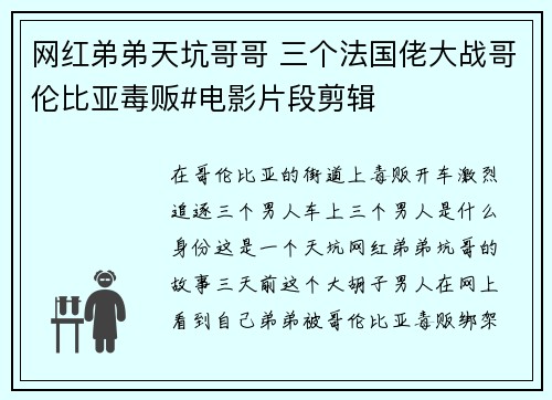 网红弟弟天坑哥哥 三个法国佬大战哥伦比亚毒贩#电影片段剪辑